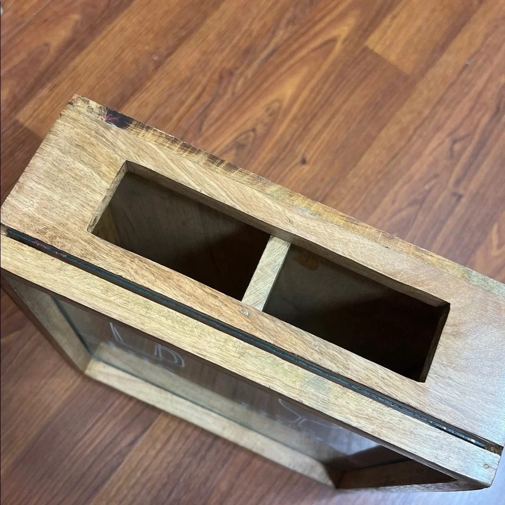 Mud Pie His & Hers Wooden Bottle Top/Wine Cork Box NWOT
